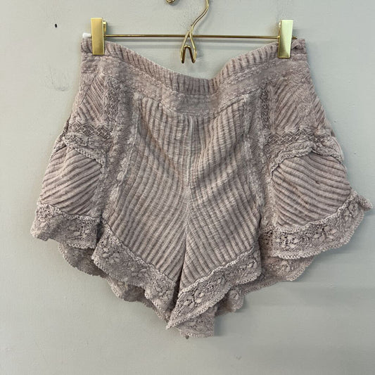Free People Purple Lace/ Ruffle Detail Pull On Shorts Large