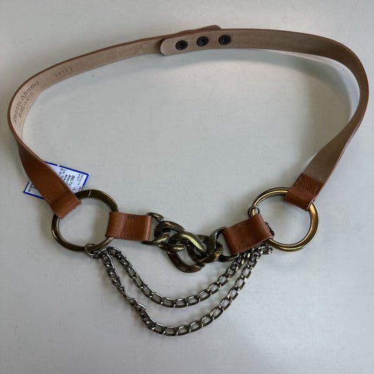 Streets Ahead Brown Leather Gold Chain Belt Large