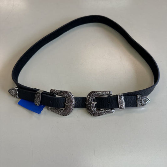 Below The Belt Black Suede Silver Buckle Belt Large