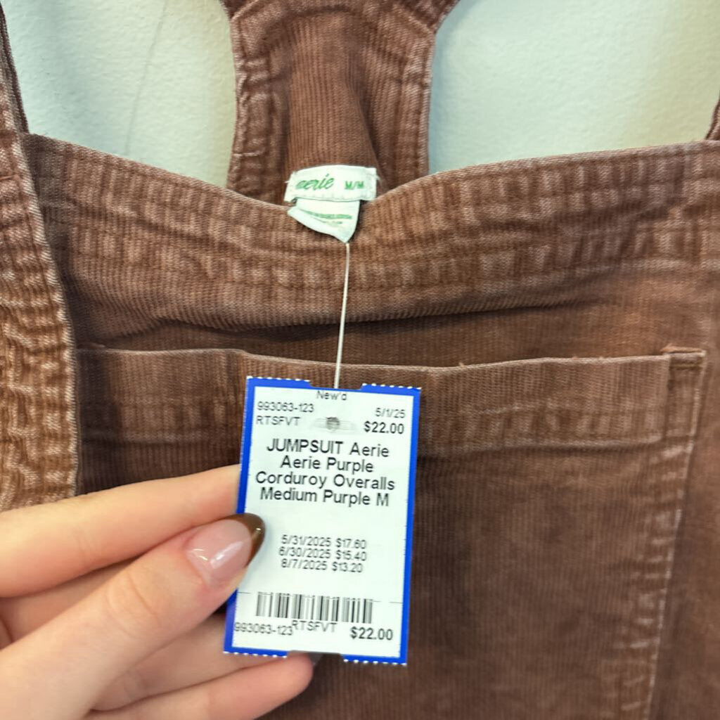 Aerie Purple Corduroy Overalls Medium