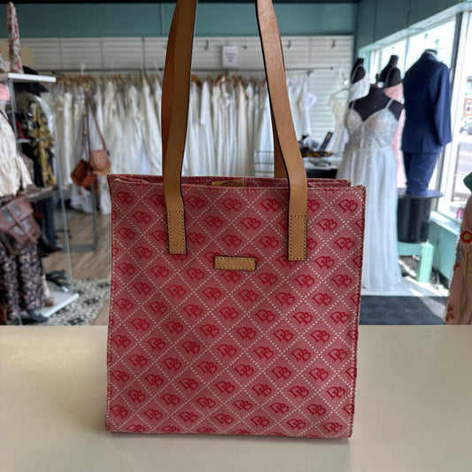 Dooney and Bourke Red Logo Print Canvas Purse