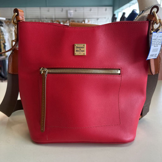 Dooney and Bourke Red Leather Canvas Strap Purse