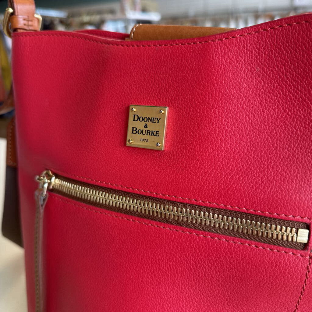 Dooney and Bourke Red Leather Canvas Strap Purse