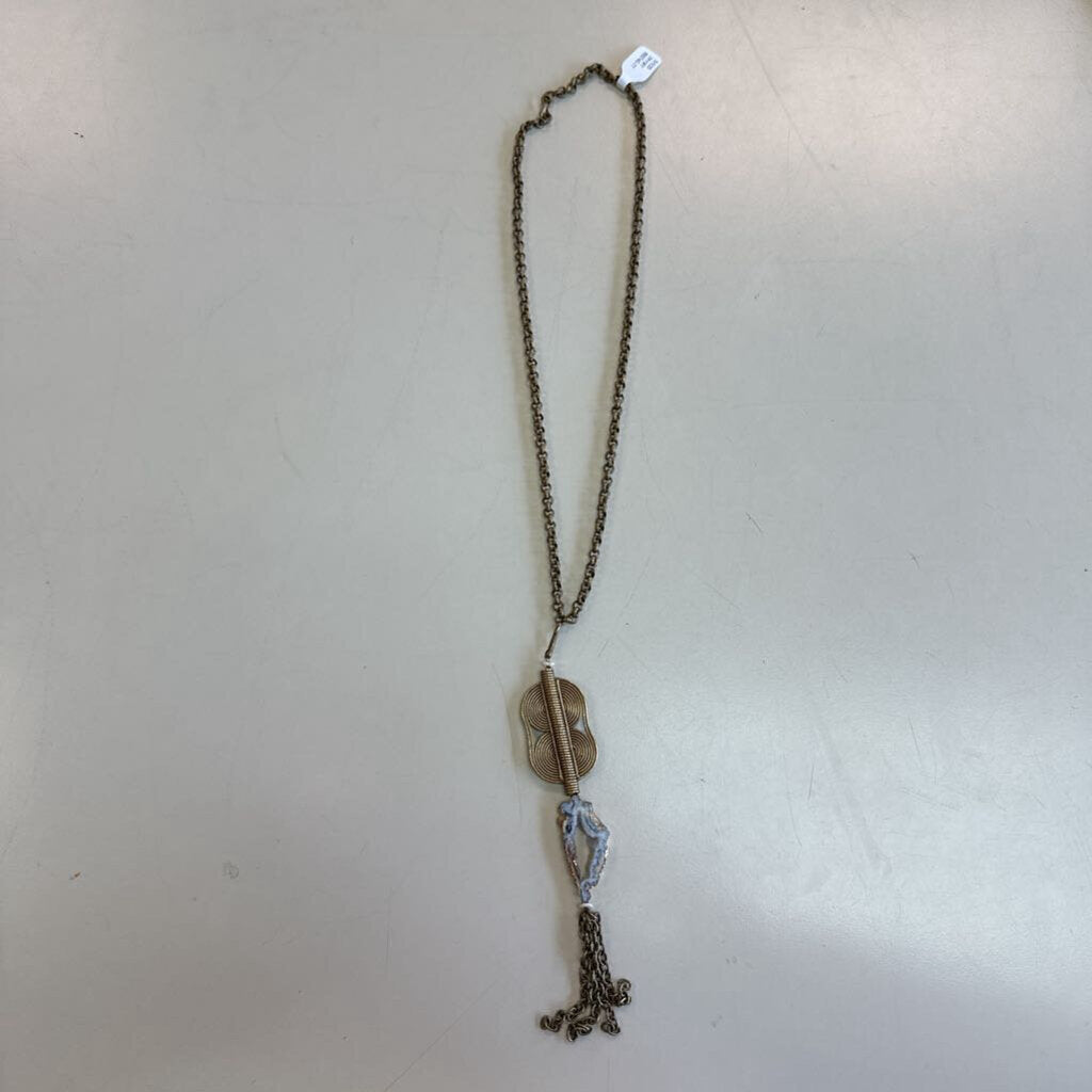 Free People Gold Stone Long Necklace