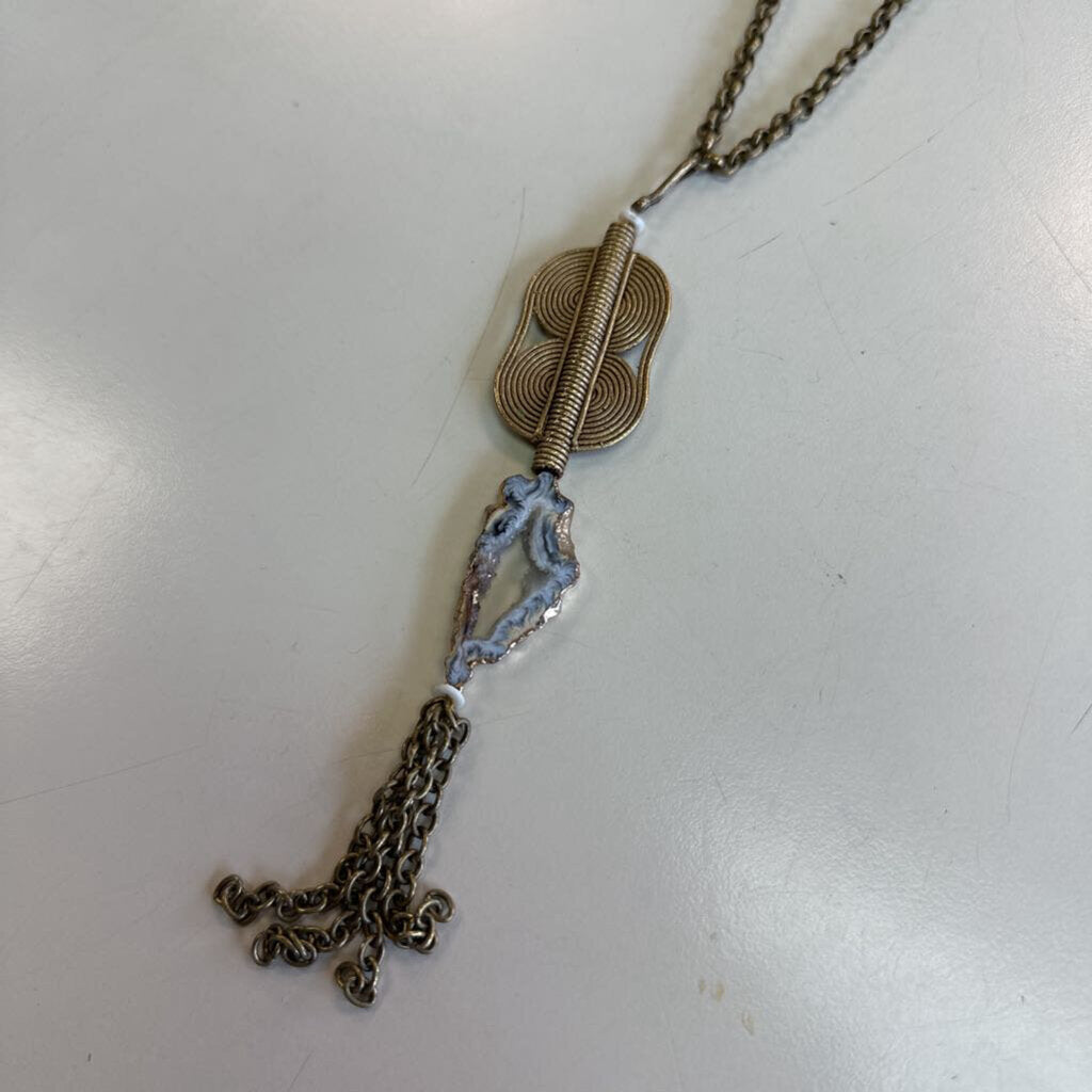 Free People Gold Stone Long Necklace