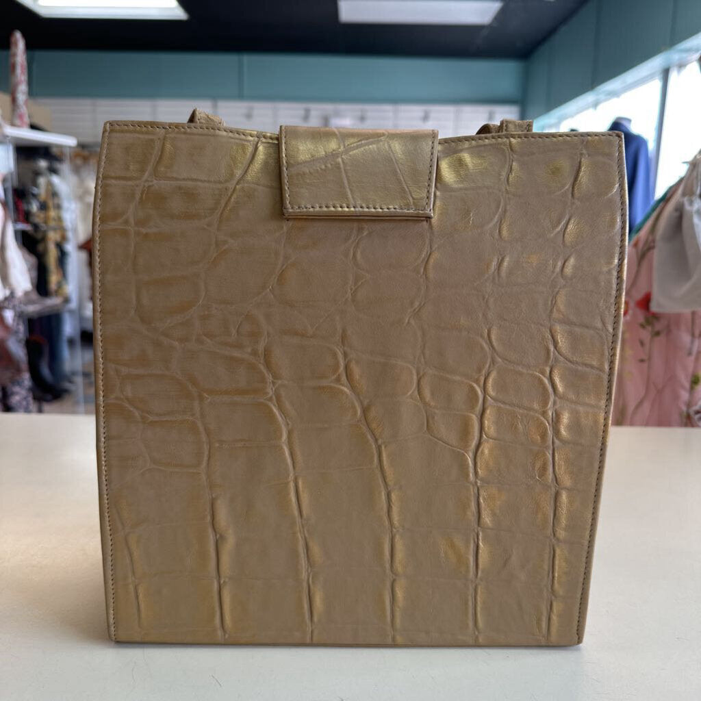 Vintage Atalla Handbags Gold Crocodile Leather Gold Elephant Closure Purse