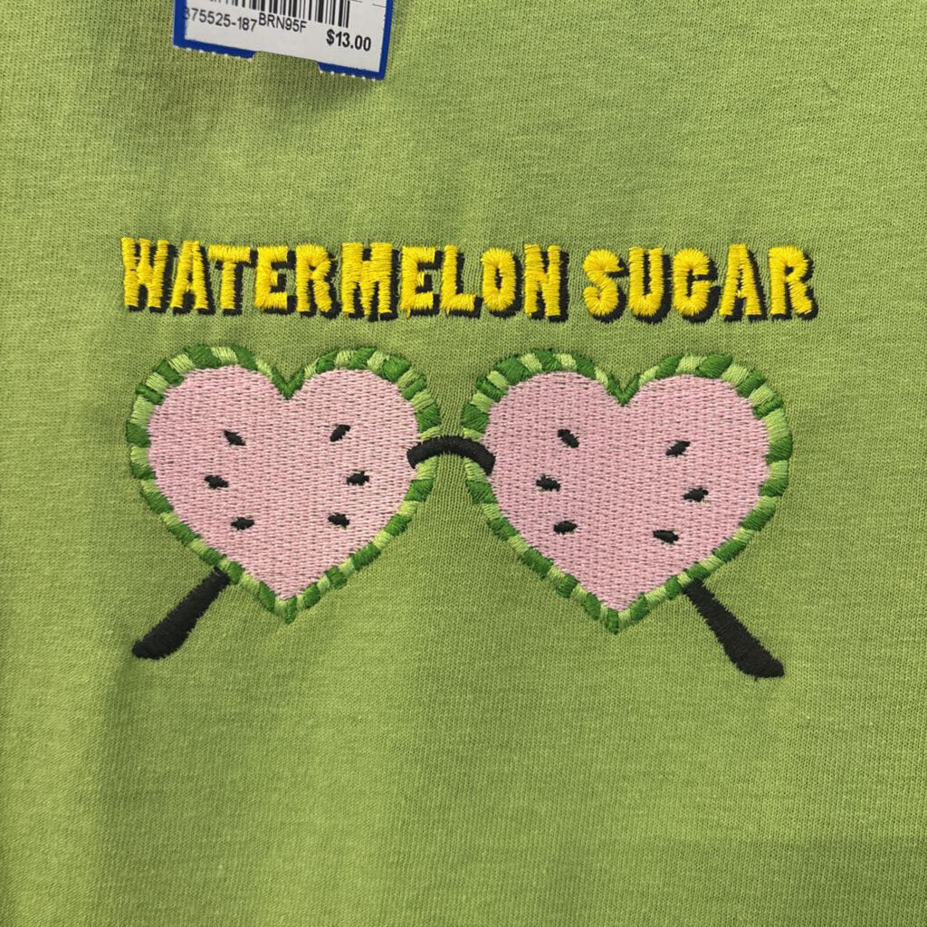 Gilden Green/ Multi Embroidered Watermelon Sugar Short Sleeve Graphic Tee Medium