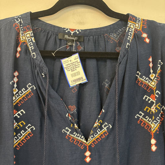 Madewell Navy/ Multi Print Long Sleeve Top Small