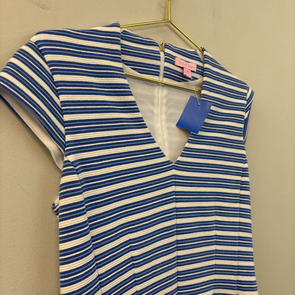 Lilly Pulitzer Blue/ White Striped Short Sleeve Dress Medium