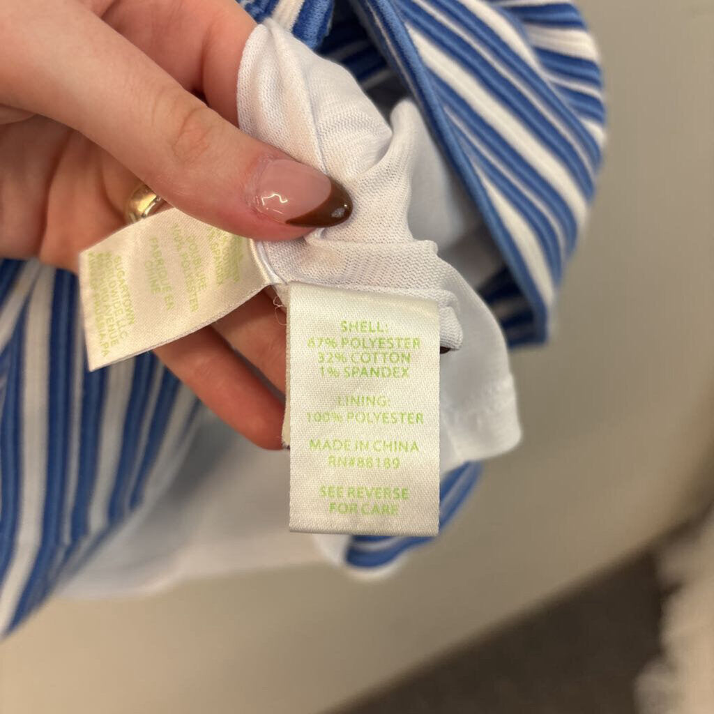 Lilly Pulitzer Blue/ White Striped Short Sleeve Dress Medium