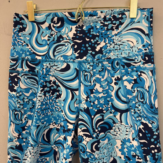 Lilly Pulitzer Luxletic Blue/ White Print Biker Shorts Large