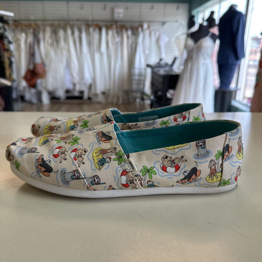 Toms Alpargata Beige/ Multi Dog Print Shoes 11