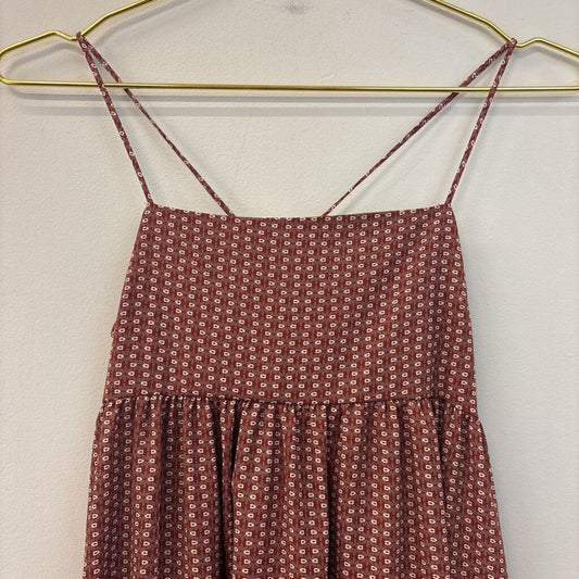 Bucketlist Brown/ Burgundy Print Tie Back Maxi Dress Small