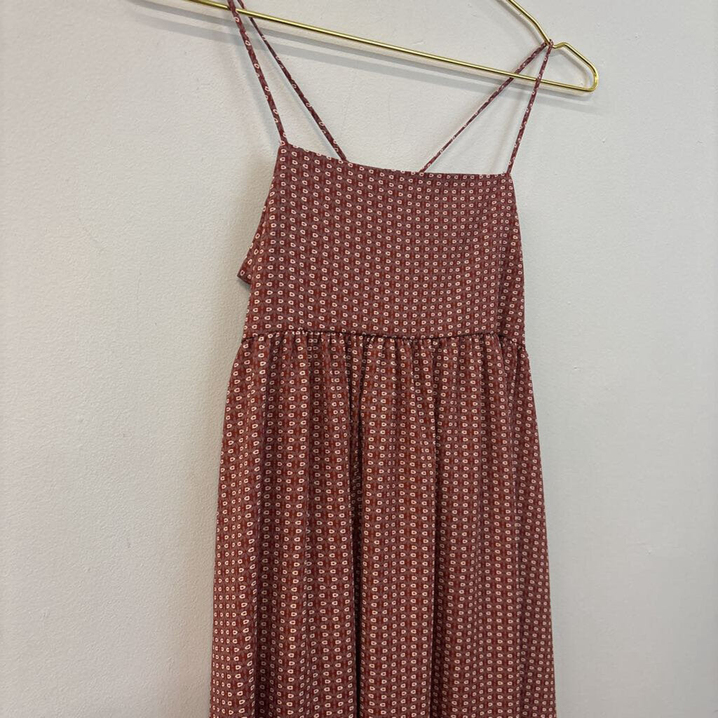 Bucketlist Brown/ Burgundy Print Tie Back Maxi Dress Small