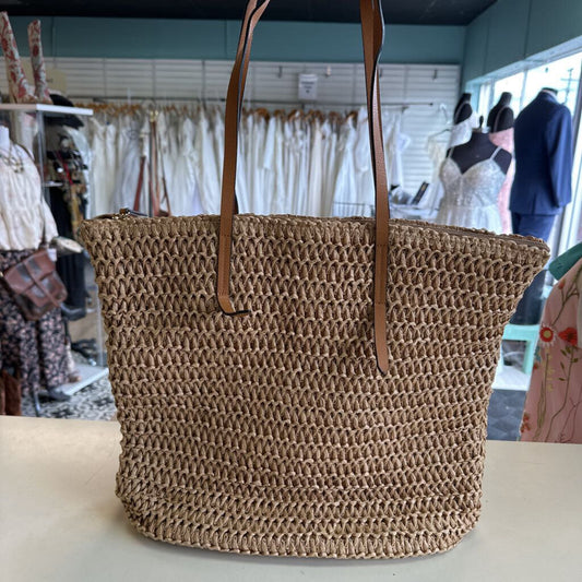Brown Natural Woven Tote Purse