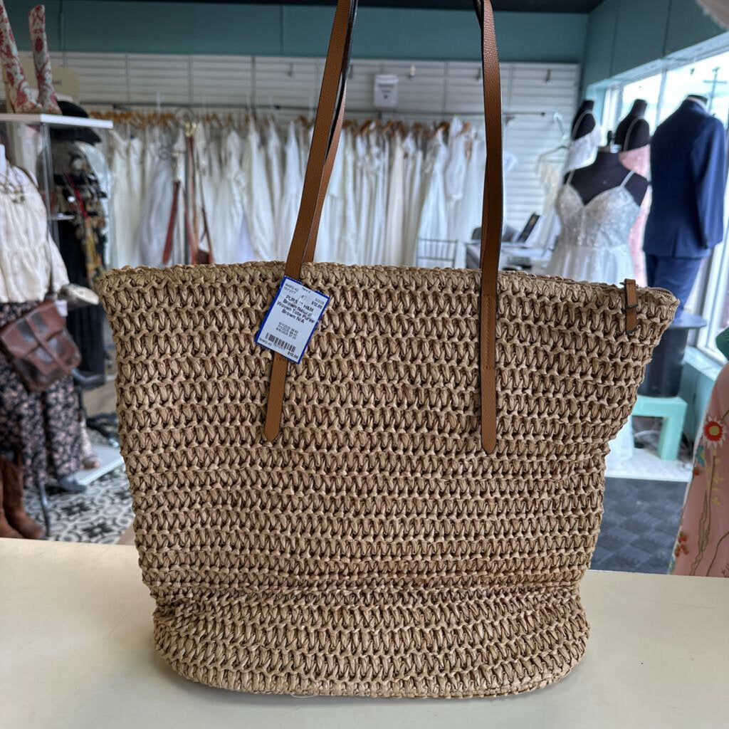 Brown Natural Woven Tote Purse