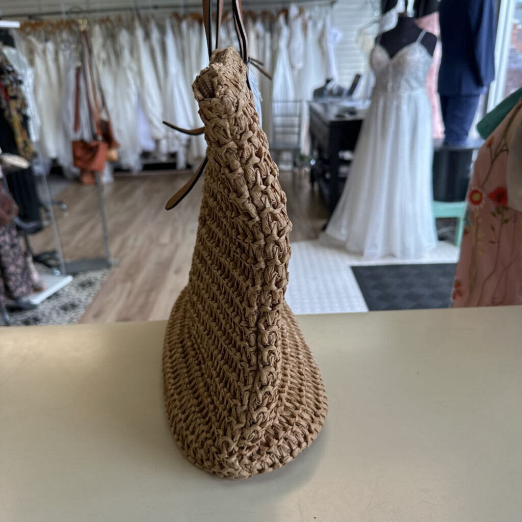 Brown Natural Woven Tote Purse