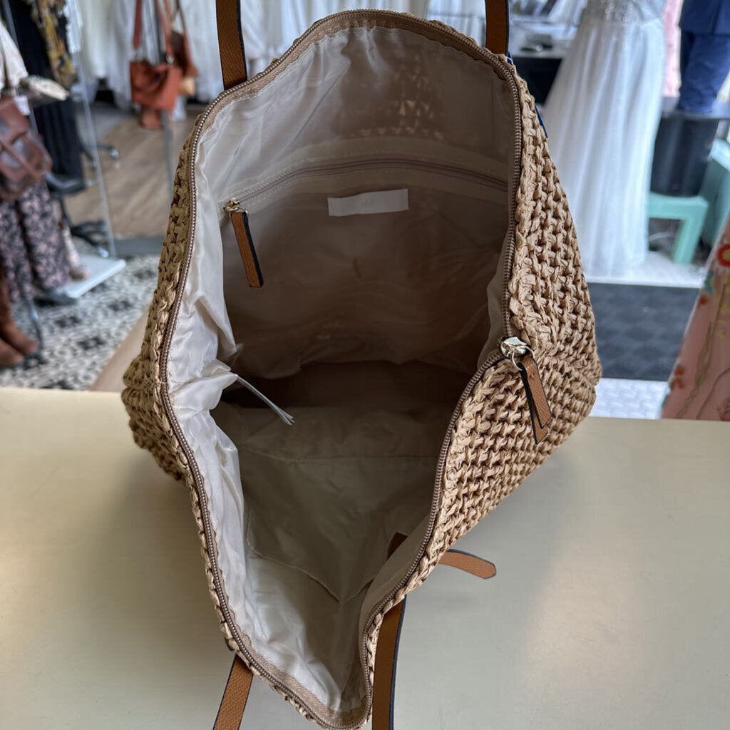 Brown Natural Woven Tote Purse