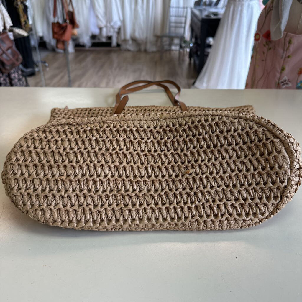 Brown Natural Woven Tote Purse
