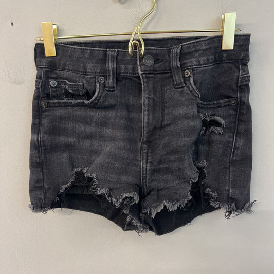 American Eagle Black Denim Raw Hem Shorts 00