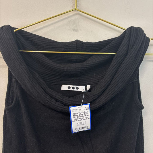 Three Dots Black Off Shoulder Knit Sleeveless Top Extra Small
