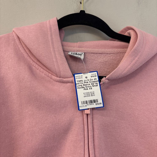 JO and Co Pink Cropped Long Sleeve Zip Up Hoodie Extra Small
