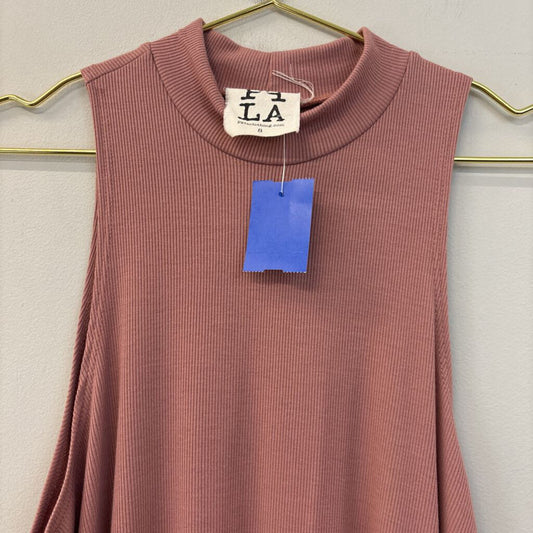 PP LA Mauve Pink Ribbed Mock Neck Sleeveless Dress Small