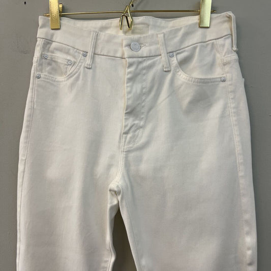 Mother White Denim High Waisted Looker Dagger Ankle Fray Jeans 26