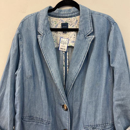 J Jill Blue Chambray Blazer Jacket Extra Large Petite