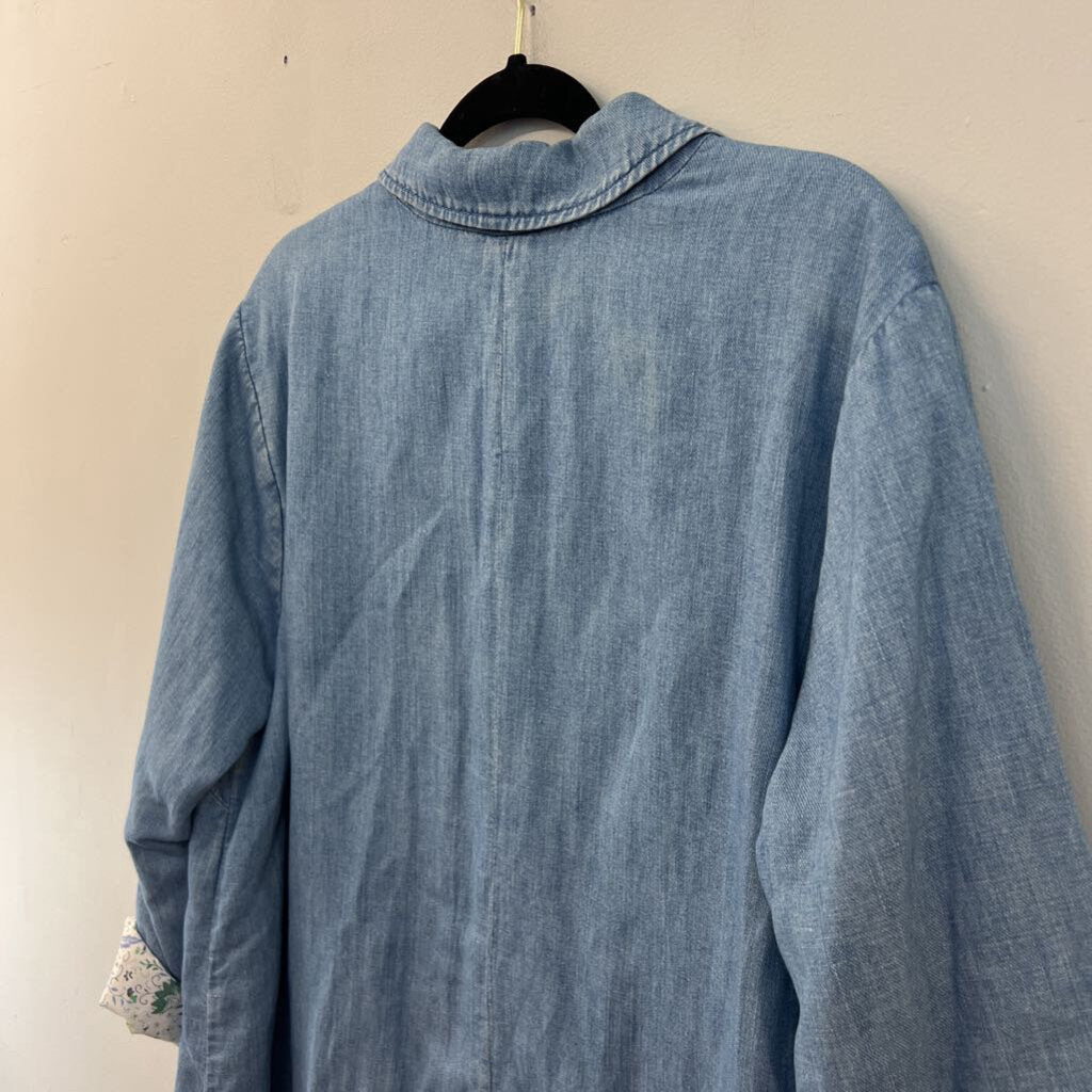 J Jill Blue Chambray Blazer Jacket Extra Large Petite