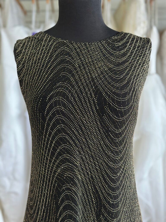 Sangria Black/ Gold Sparkle Print Sleeveless Short Formal Dress 16