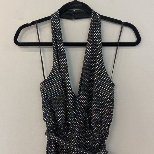 Flying Tomato Black/ Iridescent Sparkle Halter Top Jumpsuit Small