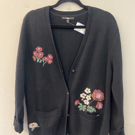 Vans Black Embroidered Flower Long Sleeve Cardigan Sweater XS/ S