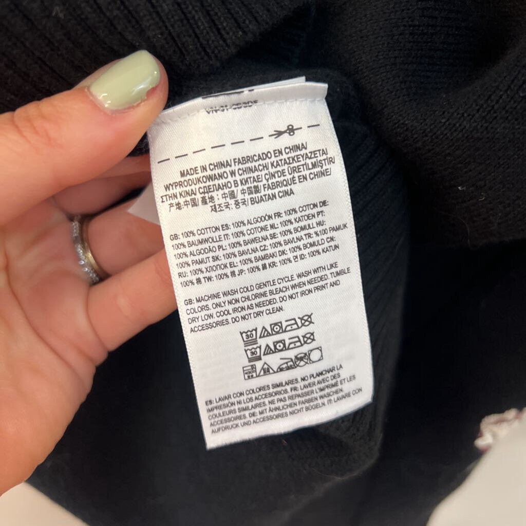 Vans Black Embroidered Flower Long Sleeve Cardigan Sweater XS/ S
