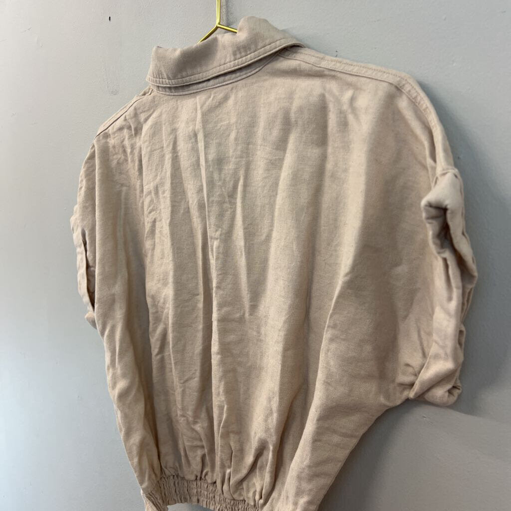 Steve Madden Brown Short Sleeve Cropped Button Front Top Small