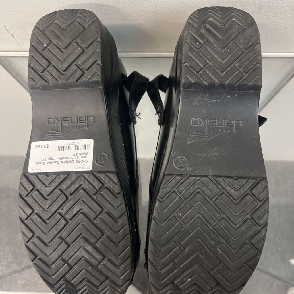 Dansko Black Leather Marcelle Clogs 37