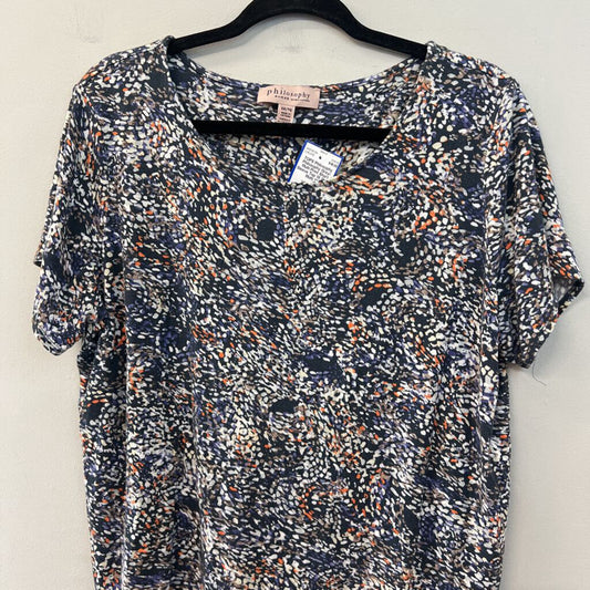 Philosophy Grey/ Multi Print Short Sleeve Top 1X