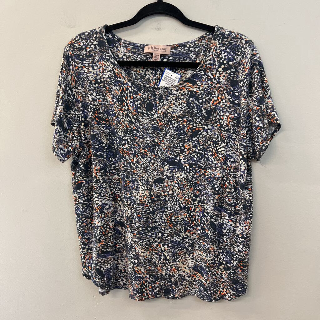 Philosophy Grey/ Multi Print Short Sleeve Top 1X