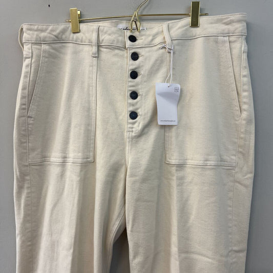 Carly Jean Cream High Waisted Frayed Hem Jeans 2X