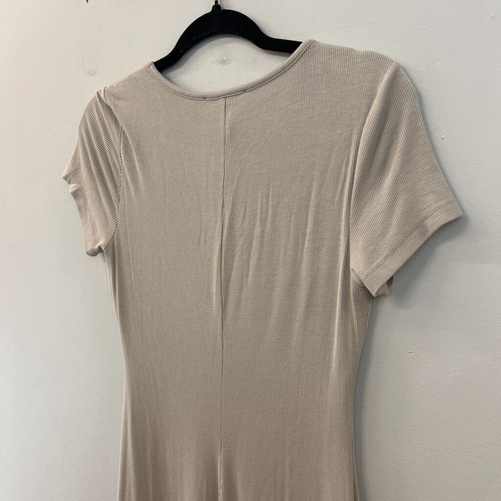 Rachel Zoe Brown Ribbed Short Sleeve Maxi Dress Small