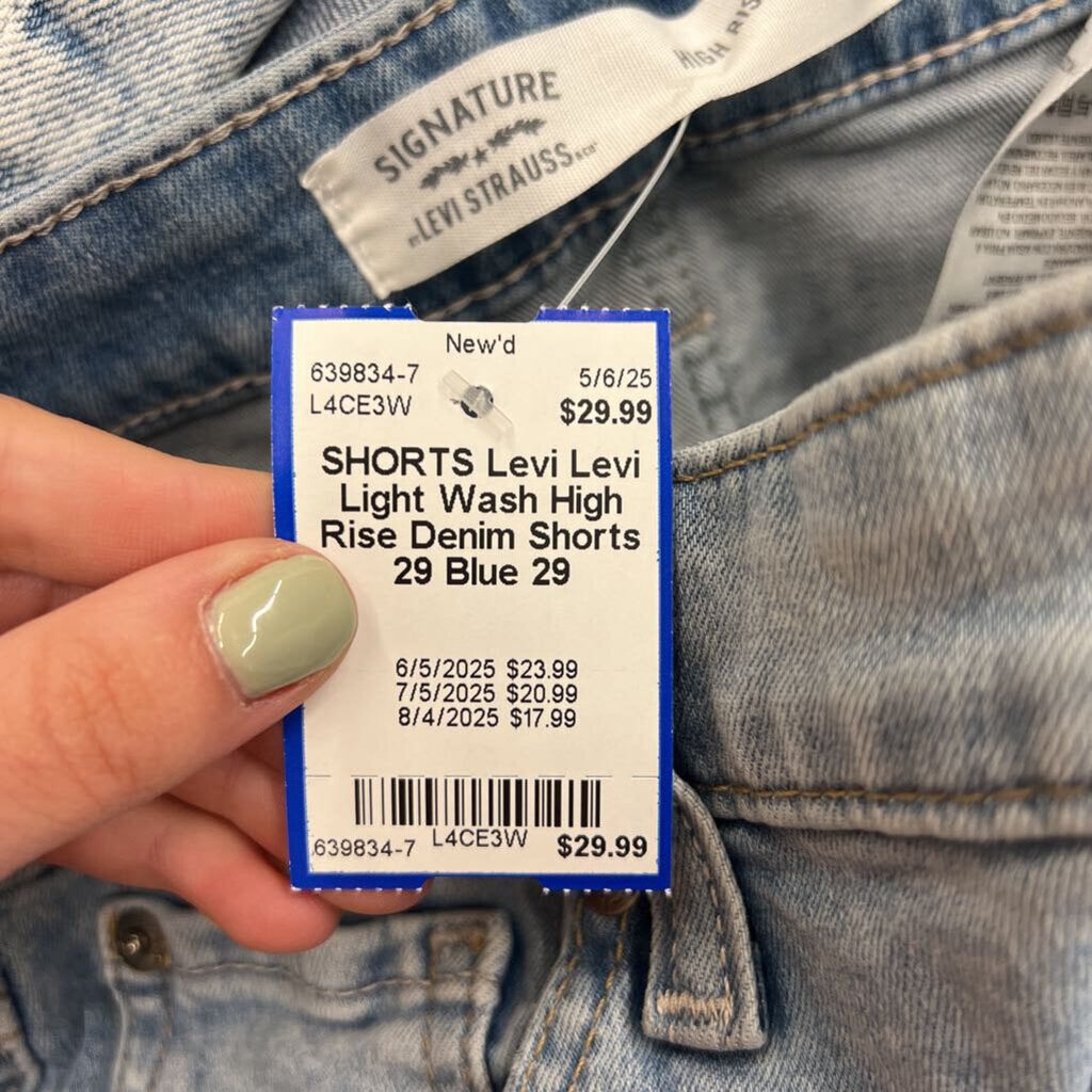 Levi Light Wash High Rise Denim Shorts 29