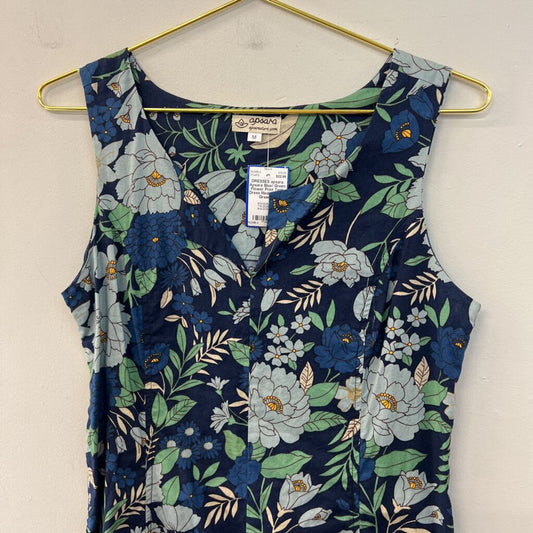 Apsara Blue/ Green Flower Print Tank Dress Medium