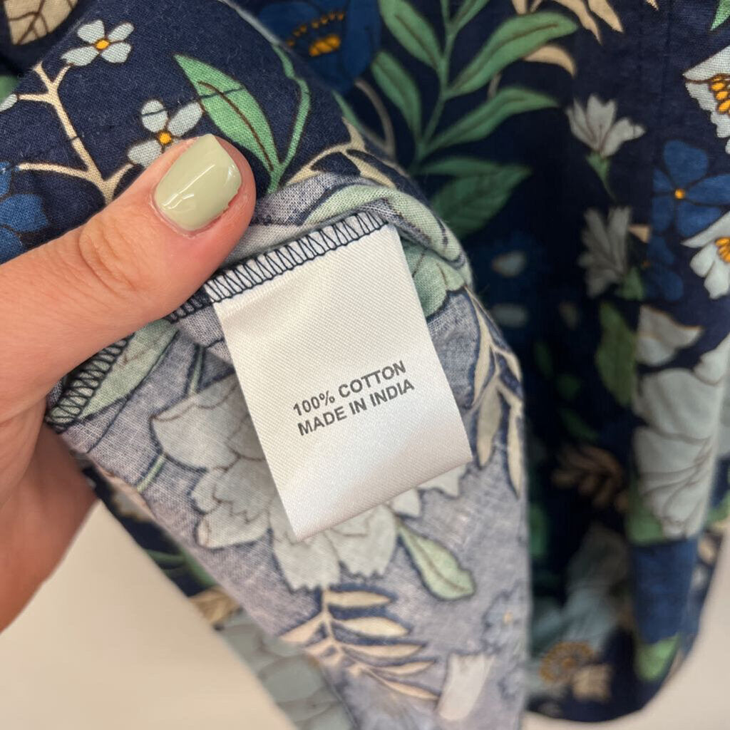 Apsara Blue/ Green Flower Print Tank Dress Medium