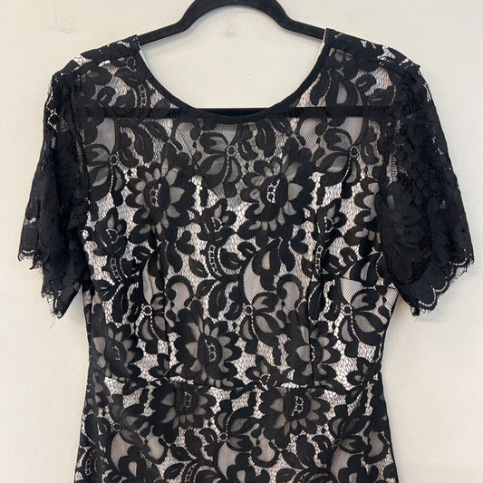 MSLG Black/ White Lace Short Sleeve Dress Large
