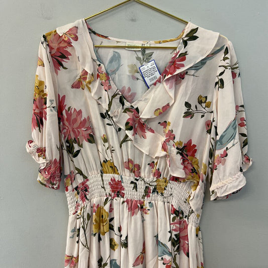Spartina Pink/ MUlti Flower Print Short Sleeve Dress Large