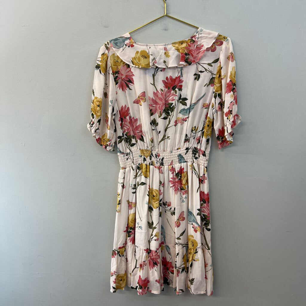 Spartina Pink/ MUlti Flower Print Short Sleeve Dress Large
