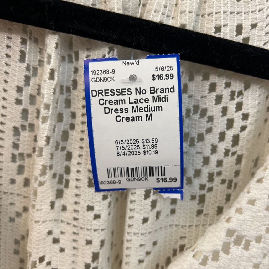Cream Lace Midi Dress Medium