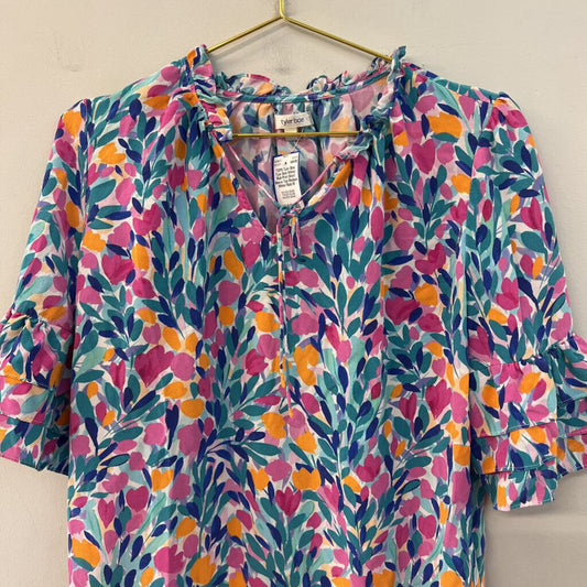Tyler Boe White/ Multi Print Short Sleeve Top Medium