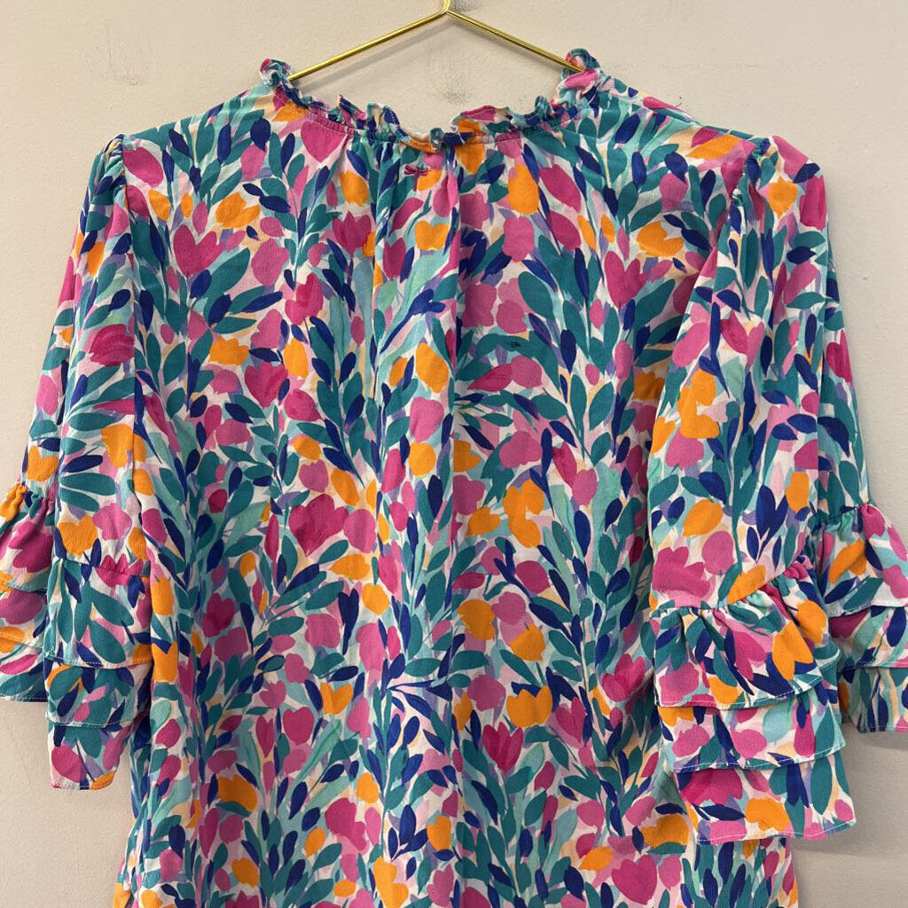 Tyler Boe White/ Multi Print Short Sleeve Top Medium