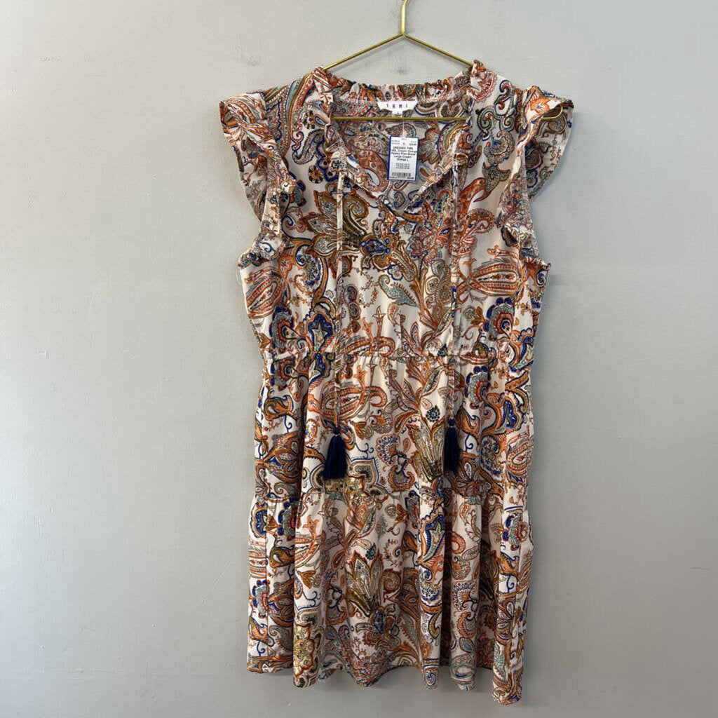 THML Cream/ Orange Paisley Print Dress Large